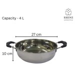 SHINI LIFESTYLE TRIPLY Induction Base Stainless Steel KADHAI, 4L Kadhai 27 cm diameter 4 L capacity (induction bottom)