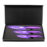 Amour 3 Piece Ceramic Knife Set With Attractive Gift Case (Metallic Purple)