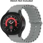 RUPELIK (Metal Lock Watch 4 Strap Grey) Soft Silicone Smart Watch 4 Compatible with Samsung Galaxy Watch 4 / Watch 5 , 44mm, 40mm / Watch 5 Pro , 45mm / Watch 4 Classic 42mm , 46mm Watch Strap (Grey)