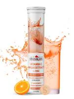 SWISSLIFE FOREVER Natural Vit.C from Amla extract with Zinc | for Immunity & Acne Free Skin | 1000 mg Amla extract | No added Sugar | Orange flavour | 20 Effervescent Tablets, Pack of 1