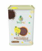 BeejRas Wood Pressed Black Mustard Oil - 1 Litre | Tin Can | Kolhu/Kacchi Ghani/Chekku | Natural | Chemical-Free | Cold Pressed Mustard Oil for Cooking Pack of2