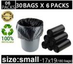 BRUZZLINE Biodegradable Garbage Bag - 19X21 Inch, 30 per Set medium, Black, (Set of 6) Medium 6 L Garbage Bag (180Bag )