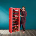 PARASNATH Mild Steel Red Colour 8-9 Layer Utility Shoe Rack Shoe Rack/Shelve Shoe Stand - Made in India (New Launch)