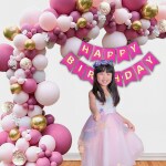 House of Banter Gold & Pink Birthday Decorations for Girls 1 Happy Birthday Banner, 1 Gold Confetti Balloon, 20 Pastel Pink Balloon, 20 Metallic Pink Balloon, 10 Gold Chrome Balloon