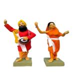 SIMONART AND PRINTING Clay Handicraft Indian Folk Singer Couple
