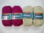 vardhman knitting yarn magnus yarn (Pack of 4 balls - each ball -100 gm) 2 LT BEIGE & 2 MAGENTA BALLS