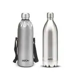Milton Silver Stainless Steel 24 Hours Hot And Cold Water Bottle With Bag, 1.8 Ltr