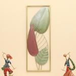 vedas Multicolour Metal Rectangular Akub Leafs Wall Frame, Wall Art Sculpture for Living Room Bedroom, Hotel Office Home Decor (Size: 11 X 30 INCH)
