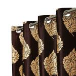 Ultica Fab 9Ft Long Crush Curtain Drapes for Long Door | Printed Panels for Home and Office | Polyester Curtains for Living Room Kitchen Hall, Pack of 3, 4 x 9 Feet Coffee