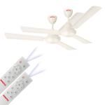 Kimatsu Vayu Plus 1200 mm BLDC Motor with Remote 3 Blade Ceiling Fan (Ivory, Pack of 2)
