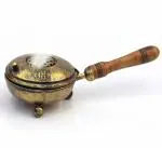 ZS Impex Charcoal Incense Burner, Loban Burner With Handle, Dhoop Dhuni Burner Sambrani Dhoop, Resin & Home Office Temple Prayer Butler(Round)