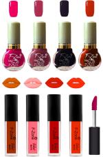 OUR BEAUTY High Quality Nail Polish And Kiss Proof Matte Liquid Lipstick Set 230 (Set Of 8)