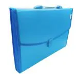 GOLD LEAF Sky Blue Color Plastic Expanding File Folder with 12 Pockets,Portable Handle, Foolscap