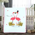 Baby Moo Flamingoes in Love White One Ply Blanket