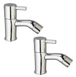WATERMAN Aria Pillar Tap Faucet Pack Of 2 Chrome Finish Deck Mounted Installation Water Taps For Kitchen Bathroom Toilet