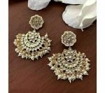 Gyaan Jewels Handmade Gold Plated Chandbali Earring White (Women and Girls)