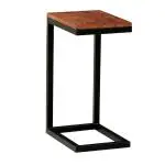 Flywood Wooden & Iron Hand Made C Shaped Table/Side Table/End Table Color Natural Size 10 x 14 x 21 Inch