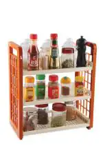 SAURA 3-Layer Multipurpose Utility Racks Kitchen Storage Easy Assembled Portable Rack-Ivory