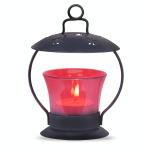 Pure Source India Rust Free Iron Hanging Tea Light Lantern Holder with Candle (12.1 x 12.1 cm)