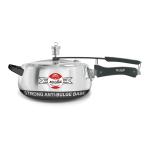 MR COOK Hi-Sense Induction Base Strong Anti-Bulge Base Aluminium Pressure Cooker with Stainless Steel Inner Lid, 5 Litres (Silver)