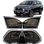 Kingsway Car Magnetic Sun Shades Curtains for Toyota Innova Crysta, Model Year : 2021 Onwards, Zips in Front Window with Rear Windshield, Color : Black, Cotton Mesh, Complete Set of 7 Piece