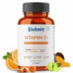 Blubein Vitamin C++ Immunity Boost Tablets with Vitamin C, D, E, Zinc,& Curcumin | Supports Immune Health for Men and Women | Vegan |100% RDA- US FDA | Promotes Healthy Skin - 60 Tablets
