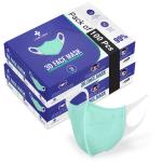 Care view 3D disposable face mask with 3 ply 4 layered filtration, SITRA and BIS(ISI) Certified & Incredibly soft with spandex ear loop, N95 mask type shape ( Pack Of 100, Medical Green)