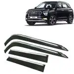 Kingsway Car Wind Deflectors Rain Guard Window Visor for Hyundai Creta 2020, 2021, 2022, 2023, 2024, 2025 Model, Car Door Visor with Chrome Lining Online India, Car Sun Shades