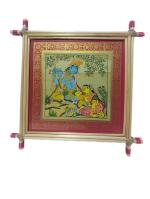 SAI SAMARTH ARTS Handmade Square Wood Palm Leaf Photo Frame with Glass 8 x 8 inch