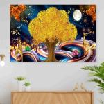 SAF Nature Art Unframed vinyl Sparkle Coated Painting For Home Decor And Office||For Bedroom,Living Room Home wall and Office Interior PRE-EXRP-1244