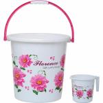 Regalo Plastic Bucket 20 L 2 Piece Combo Set (Pink Bucket and Mug)