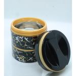 UNICEPT 2 container Lunch Box Stainless Steel Round Shape Leakproof Design Hot Insulated Tiffin Box Transparent Lid Container for School, Office for Men Women-600ml (Black , Pack of 1)