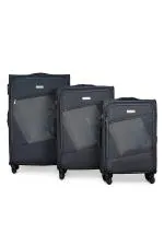 Verage Falcon Grey Check In Luggage Check In 4 wheels Soft Suitcase (Pack of 3)