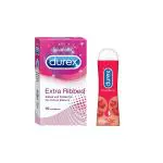 DUREX Pleasure Pack Extra Ribbed 10s and Strawberry Lube 50ml