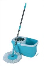 Shagun Plastic Multipurpose Bucket and Mop Set - 1 Unit Spin Mop Bucket, 1 Unit Stainless Steel Handle, 1 Round Refill, 1 Flat Refill