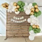 SpecialYou.in Birthday Decoration items with olive green, golden metallic, white balloons-48 items