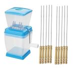 BLUE WONDER Vegetables Plastic Onion Chopper With Wooden Sikhe Set and (Multicolour, Pack of 2)