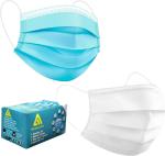 A1 Blue, White Non Woven 3 Ply Antiviral And Pollution Face Mask With Nose Cap Combo, Free Size (Pack Of 400)