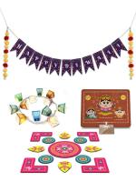 Indigifts Happy Diwali Banner, DIY Wall Hangng Lights Laxmi Ganesh Diya Diwai Rearrangeable Rangoli 13 Piece-Diwali Hoome Decor Items, Diwali Gift Combo for Family, Friends, Diwali Gifts For Employee