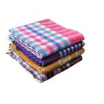 ASH Traders Multocolor Handloom Checkered Medium Bath Towels Cotton (pack of 4)