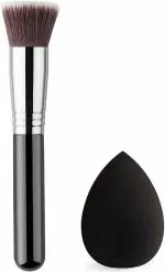 Lenon Persian Bristle Brush and Powder Sponge Puff Makeup Set- Multicolour, 1 Blush Brush and 1 Makeup Sponge (2 Items in the set)