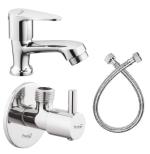 Prestige Pillar cock Angle Valve with 24 Inch Connection Pipe Angle Valve For Geyser/Wash Basin/Bathroom Toilet with Wall Flange