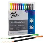 Mont Marte Premium Real Brush Pens, 12pc Artist Coloring Set, Super Flexible Brush Tip, Perfect for Creating a Range of Strokes, Ideal for Art, Design, Lettering and Coloring