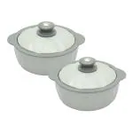 JAYPEE HOTFEAST Inner Stainless Steel Casserole Twin Set of 2 , 800ml, BPA Free Insulated casserole Set , Green