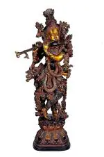 Dattatreya Multicolor Brass Lord Krishna Idol