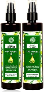 Herbal Khadi Herbal Hair Oil, Amla Bhringraj oil with Herb extract For Intense Hair Treatment & Growth 400 ml