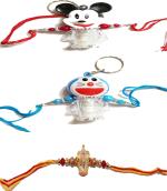 Kavim Kids Rakhi (One Dora and Micky Mouse light ,One Ganesh ji Metal 3 Kids Rakhi)