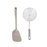 FIRST FRONT Stainless Steel Kitchen Tools Palta With Deep Fry (Multicolour, Pack of 2) l Kitchen Tools l Essential Kitchen Tools l Tools l Kitchen l Utensils l Stainless Steel Tools l Steel Kitchen Tools l Metal Tools