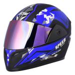 Ascone Speed Beast Dx D5 Full Face Helmet for Men & Women, ISI, Matte Black/Blue, L