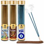 The Aroma Factory Radha Krishna, Dhan Lakshmi & Evil Eye Agarbatti for Pooja, Bottle of 3 x 100g